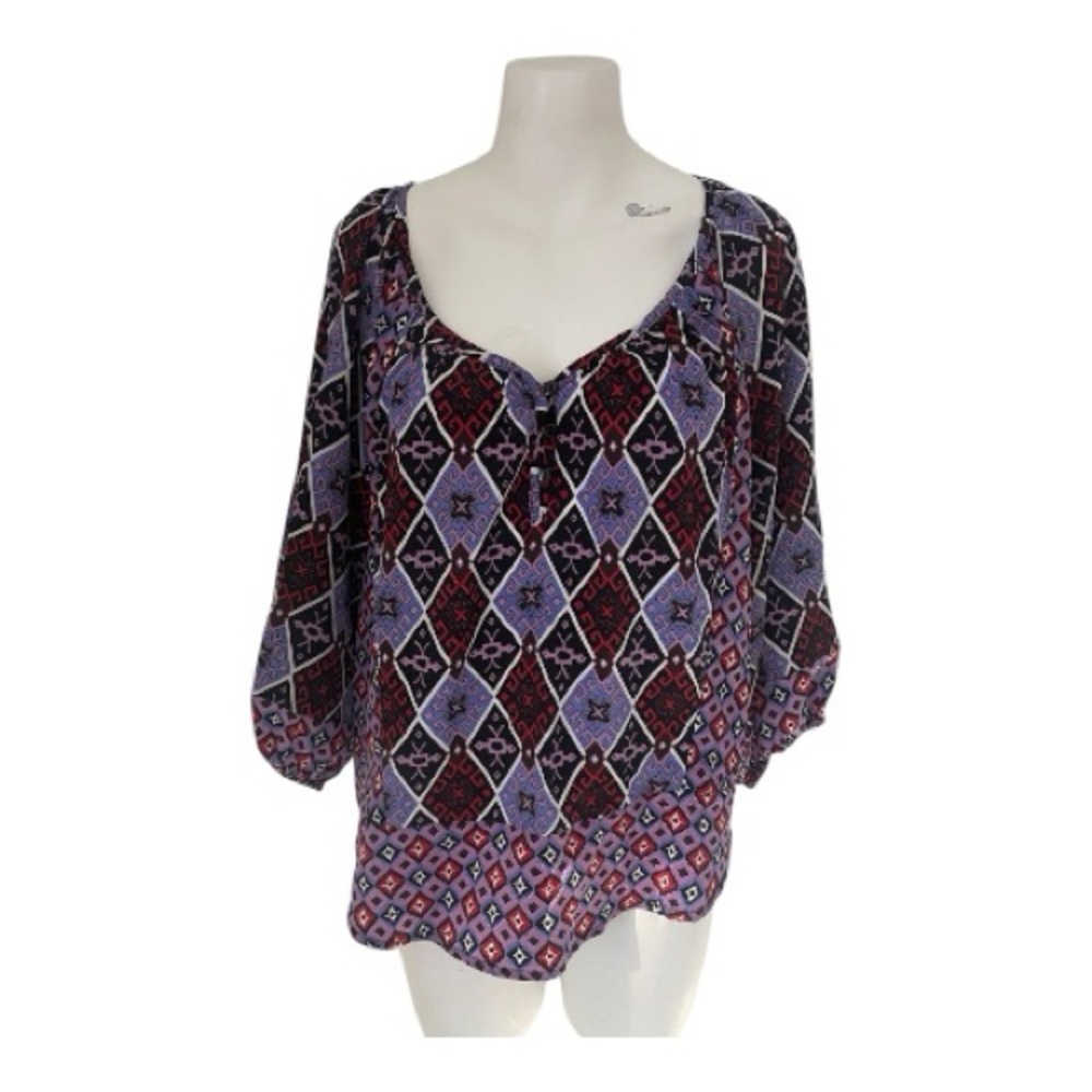 Feathers by Tolani blouse medium printed 3/4 sleeve print
